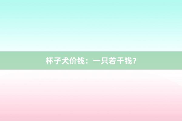 杯子犬价钱：一只若干钱？